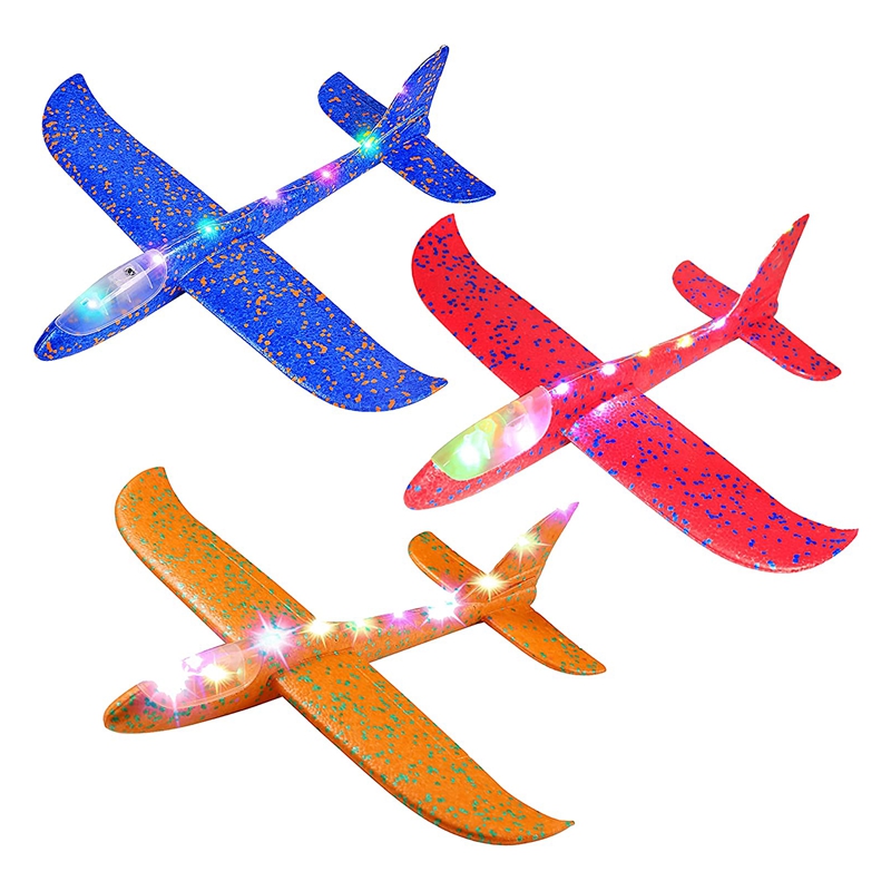 FBIL-비행기 장난감 키즈 LED 라이트 업 비행 모드 글라이더 비행기 야외 스포츠 완구 생일 파티가 거품 비행기를 선호합니다